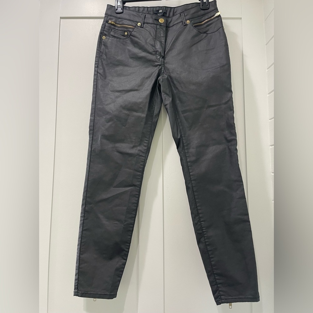 NWT‎ H&M Waxed Black Skinny Ankle Jeans Size 6